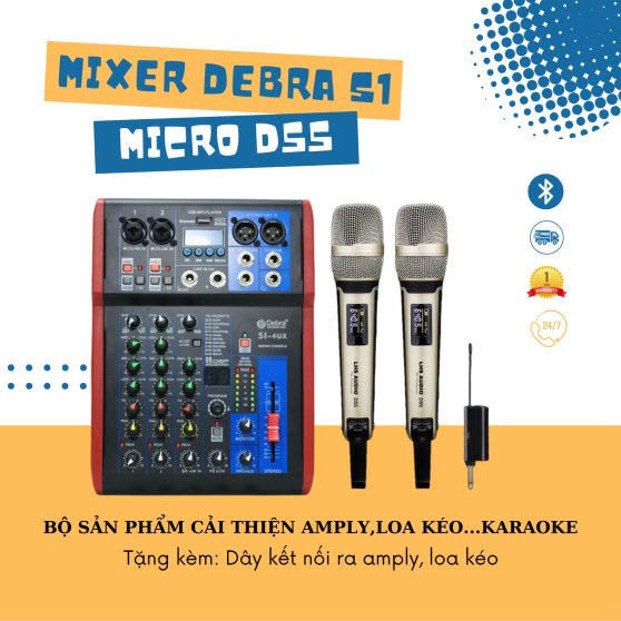 COMBO MIXER DEBRA S1-4UX + MICRO KHÔNG DÂY D55 CỦA LHS AUDIO