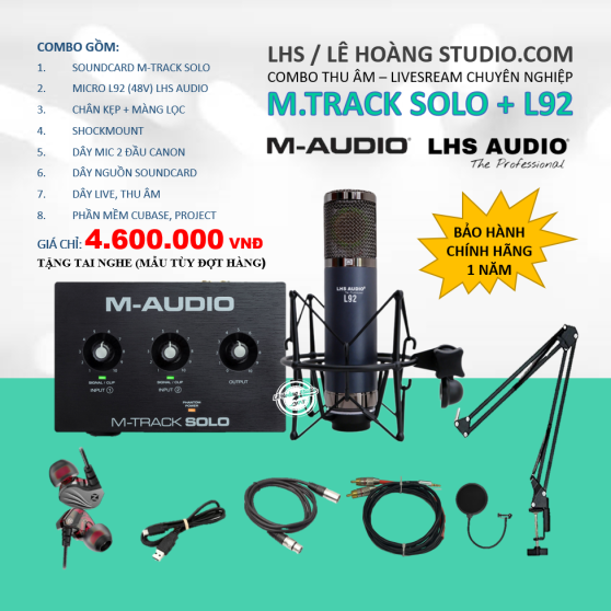COMBO M TRACK SOLO + MICRO L92 NGUỒN 48V CỦA LHS AUDIO