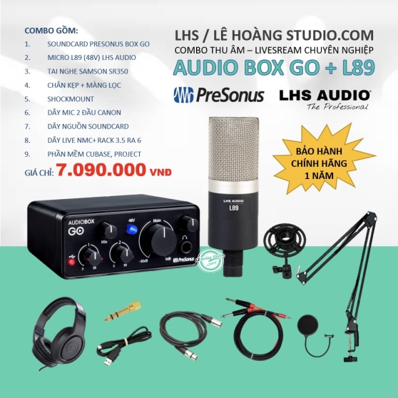 COMBO SOUNDCARD PRESONUS AUDIO BOX GO + MICRO L89 (48V) CỦA HÃNG LHS AUDIO