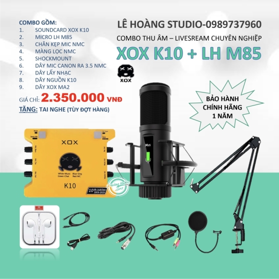 COMBO K10 + MICRO LH M85 DÙNG THU ÂM LIVESTREAM CHẤT LƯỢNG
