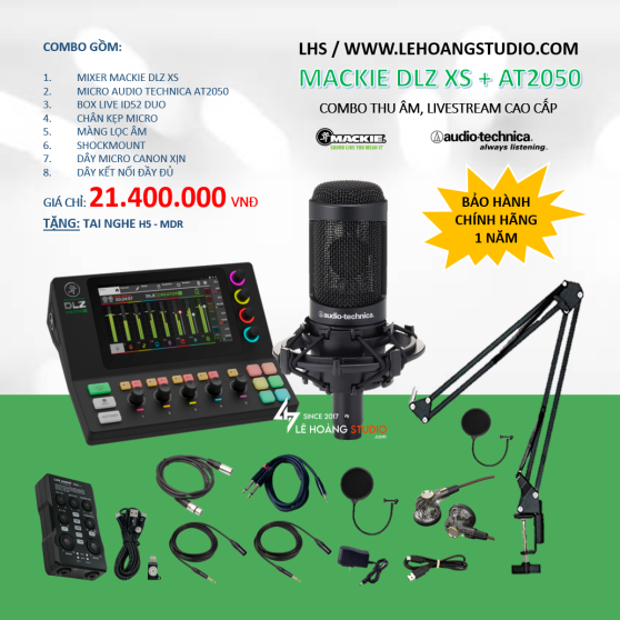 COMBO MIXER MACKIE DLZ XS + MICRO AUDIO TECHNICA AT2050