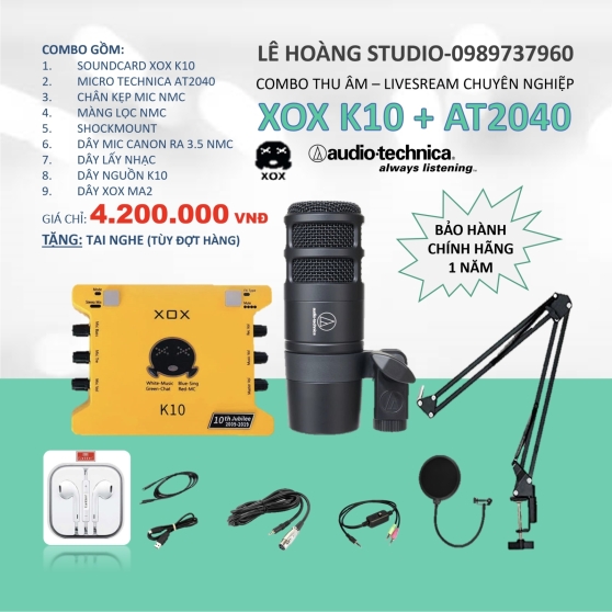 COMBO XOX K10 + MICRO AUDIO TECHNICA AT2040 CAO CẤP 