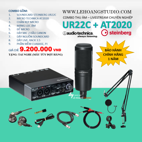 COMBO STEINBERG UR22C + MICRO AUDIO TECHNICA AT2020